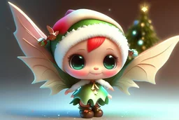 cute 3D chibi fairy at christmas