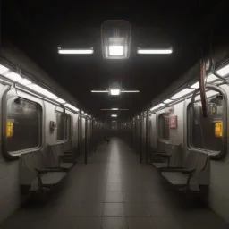 Subway metro lights unreal 5, octane render, cinema4d, redshift render, hyper realistic, cenematic, vibrancy, synthwave, retouch, centered, dynamic lighting, dramatic lighting, 4k, highly detailed, attractive beautiful, realistic, virtual reality, epic composition, holographic,