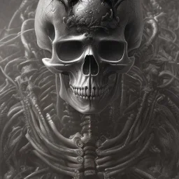 old skeleton warrior, blood flows down the skull, hr giger, steam punk, realistic, made in octane, cinematic, ultra-realistic, extremely detailed octane rendering, 8K, VRAY Super Real ar 2:3, dof photorealistic futuristic 50mm lens hard lighting dark gray tintype photograph, realistic lighting, sepia color