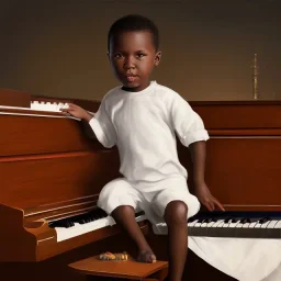 African American baby boy musician with piano modern art