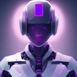 One eye robot, Sci-fi character, purple backlight, pink and purple, scifi suit, profile, purple background, pink lighting, futuristic