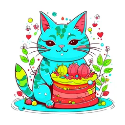 christmas cute cat birthday cake, Colorful Holiday T-Shirt Design, Groovy WinterGrass,transparent,no background