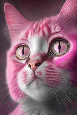 RETRATO DE UN GATO ROSADO CON OJOS DE CURIOSIDAD Y AMOR