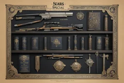Collector edition of a Sears catalogue special warzone: the Malleus Maleficarum weapon collection by Colt, Smith and Wesson