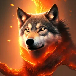 Wolf, red, fire, lava, 8K, dramatic lighting, masterpiece, expert, sharp focus, portrait frame