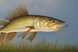 Northern pike painting with face