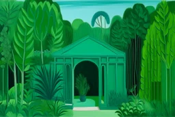 A bluish green facility zone made out of gel painted by Henri Rousseau
