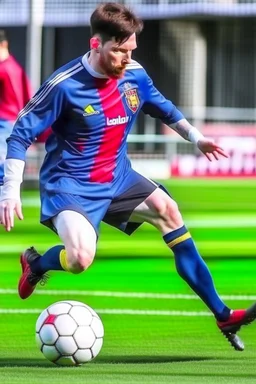 Messi playing Football with two legs