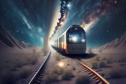 A train going into universe without rail.