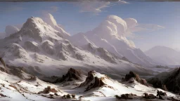 mountain range in snow by andrea del sarto