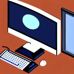 a man wearing samurai armor using a vintage computer from 1 9 9 7 with a crt monitor, at his desk in his office, isometric view, illustration, graphic design