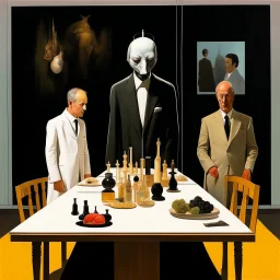 UN conference.a cat and human flesh-like surgical instruments and universe-like a pigeon and neuralink, surrealism,minimalism,Painting By Adrian Ghenie, Rene Magritte, Salvador Dali, Lucian Freud