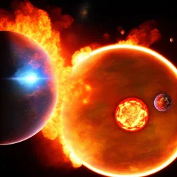 universe with many burning planets, adobe photoshop, cinme4d, 3drender, sony alpha 7IIIs