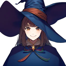 retro style, witch, witch hat, witch robe, expression smiling, portrait