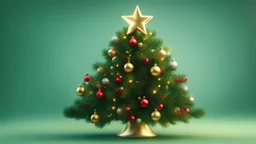 Photorealistic, high-resolution, Elegant Christmas Decoration, by alex1shved, a beautiful sunny morning, Sharpness, close detailed Christmas Tree, isolated on a plain green background