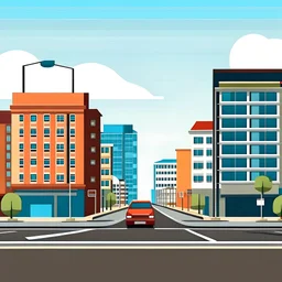 urban buildings on the road vector