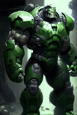the incredible hulk in power armor
