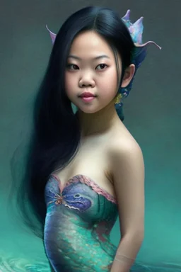 asian girl dressed like a mermaid full body