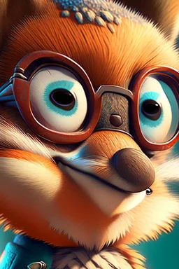 Close-up Portrait of a cool animation animal character, cute, witty, striking and one of a kind