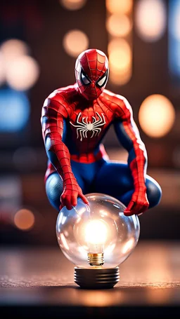 spiderman bum as a light bulb,bokeh like f/0.8, tilt-shift lens 8k, high detail, smooth render, down-light, unreal engine, prize winning