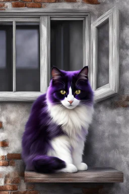 photo from An (black-purple cat) napping in a silver-white moonlights in windows, hyper-realistic, detailed, hypermaximalist, octane render, high textures, ultra realism, photorealistic, perfect symmetry, stunning