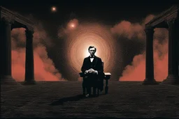 كأيب وعارف اسرار الكون وخلفيت الصوره سوداء وجاي عليه ضوء خفيف من الاسفل