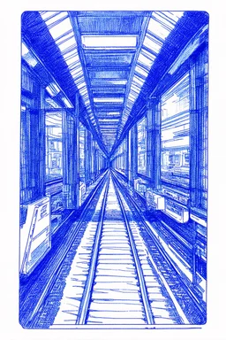 Metro dessiné au stylo Bic bleu