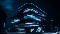 futuristic building outside night