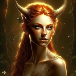 pretty girl, aged 19, ginger, faun, satyr, fantasy, attractive, narnia, realistic lighting