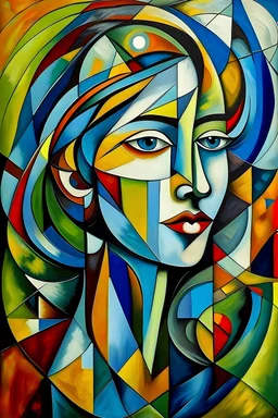 cubism style, futurism, woman portrait, Wassily Kandinsky,