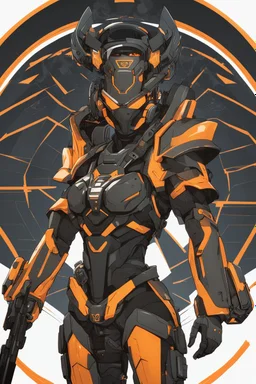 Ninja machine in solo leveling artstyle, black custom, cyberpunk them, neon orange details, Apiary of death , full body, apocalypse, intricate details, highly detailed, high details, detailed portrait, masterpiece,ultra detailed,best quality