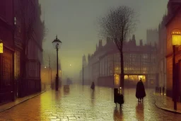 London street, style John Atkinson Grimshaw