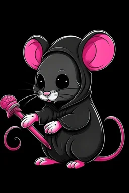 cute mouse grim reaper pink and black