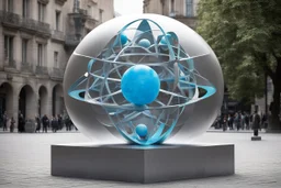 статуя на улице, Шар как атом/молекула: Сделать поверхность шара похожей на модель атома или молекулы, используя геометрические формы, светящиеся элементы или проекцию. . Для этого можно использовать различные геометрические формы, такие как круги, треугольники, шестиугольники и т. д., чтобы создать абстрактное изображение структуры атома или молекулы. Кроме того, возможно использование светящихся элементов, чтобы придать статуе особую магическую атмосферу и привлечь внимание прохожих ночью.