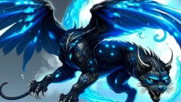 A panther with shimmering dragon scary ,cool wings