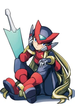 Megaman Zero, Sitting, HD, Clean, One Piece Anime Art Style