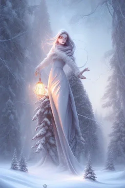 Wintertime Wonderland a Beautiful Hyperrealistic Digital Graphic in the Style of Charlie Bowater Julia Fox Monica Lee and Camilla D'Errico