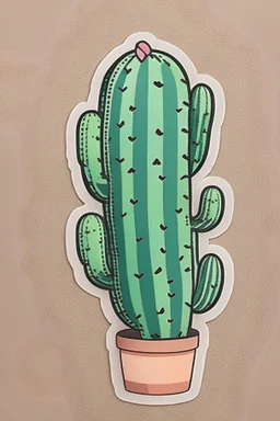 cute cacti sticker with face on it