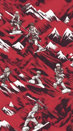 brutal attack on titan red colos pattern for snowboard