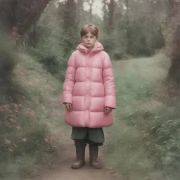 Hobbit, autochrome, pink plastic puffy jacket