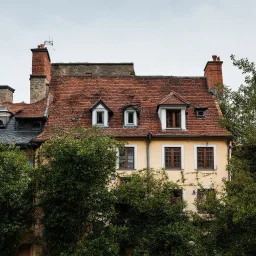 An odd village, details of the houses very accentuated, Max Ernst style, Hasselblad h6d400c
