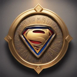 superman logo animated inside a golden medalion