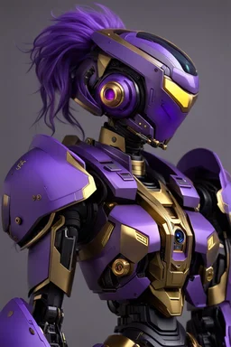 Sci-Fi, Humanoid Combat Robot Purple and Golden, Space, Magic