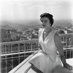 [photo by Juan Guzmán] Marina Ginestà at the top of Hotel Colón in Barcelona, 21 July, 1936