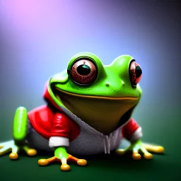Concept art of Little mascot anthro frog wearing a hoodie (Pixar art style)++, highly detailed, digital painting, art stations, concept art, smooth, unreal engine 5, god rays, ray tracing, RTX, nanite polygons, lumen lighting, ultra detail, volumetric lighting, 3d, detailed anime, finely drawn, high definition, high resolution, cartoon