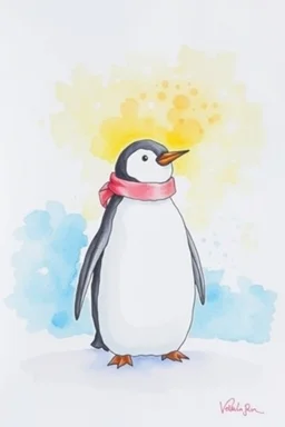 SKETCH WATERCOLOR PASTEL COLOURS - “The Penguin Who Hoped for Snow”