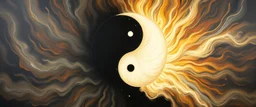 portrait of ascended yin yang master blaster, master oil painting by Rembrandt, escape route from our dimensions, hidden even to the demiurge, zebra worm hole