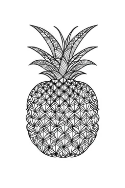 pineapple minimalistic, line art, background, vector, svg, coloring page, black outline on white background