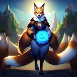 Digital art, High quality, Backlighting, full body portrait, 8k resolution, Realistic, high quality, great details, within portrait, masterpiece, best quality, detailed outfit, vibrant colors, perfect eyes, a human druid, fox fursona, shapeshifter, human shapeshifter, fox shapeshifter, furry, anthropomorphic fox