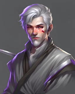 noble swordman short gray hair